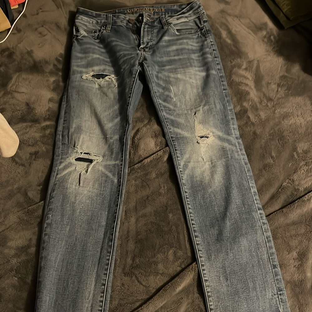 American Eagle Distressed Slim Straight Jeans